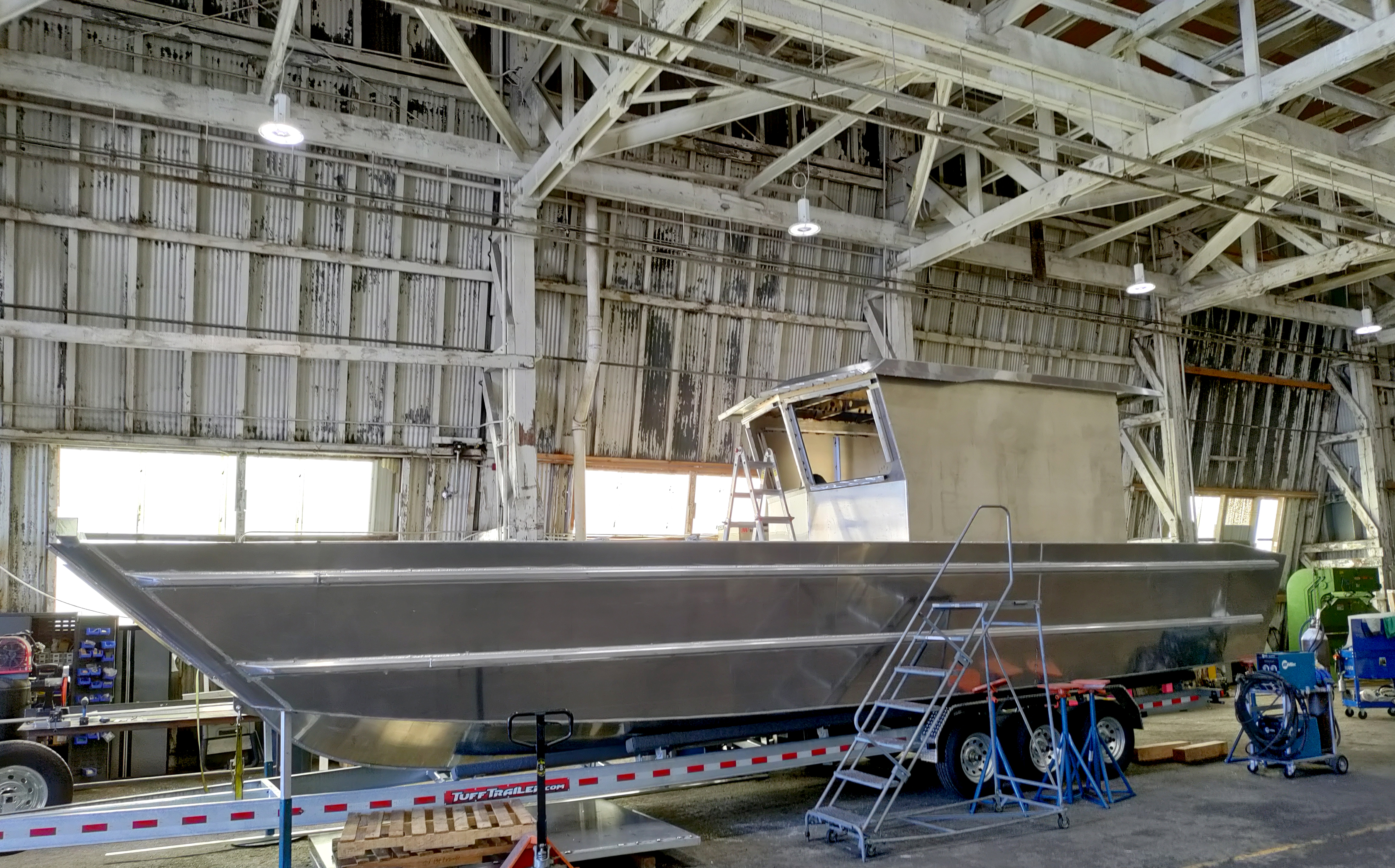 photo of a silver boat